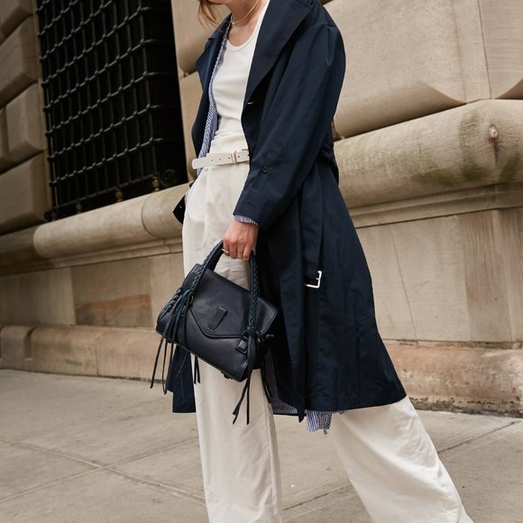 Joy Gryson Belted Strap Whipstitch Blue Nyla Satchel Bag - Picture 1 of 8